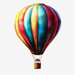 Fototapeta premium Vibrant Hot Air Balloon Soaring Through Clear Blue Skies, Showcasing a Kaleidoscope of Colors Against a Backdrop of Cotton Candy Clouds, Evoking Joy and Adventure in the Great Outdoors