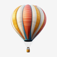 Obraz premium Vibrant and Colorful Hot Air Balloon Soaring Against a Pure White Background, Symbolizing Freedom and Adventure, Perfect for Travel, Festival Promotion, or Whimsical Design Projects