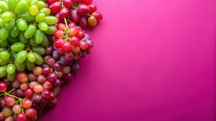 Fresh red and green grapes on a vibrant pink background, grapes, fresh, red, green, vibrant, pink, background, colors, fruity