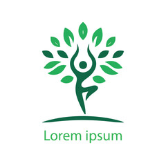 Obraz premium Peaceful yoga tree pose logo