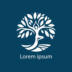 Peaceful yoga tree pose logo