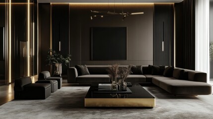 Light gray lounge furniture adds sophistication to the space.