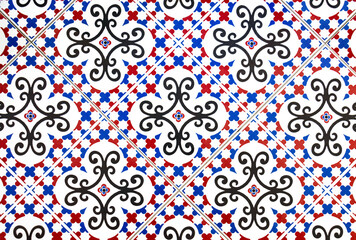 The floor of ceramic tiles, top view.