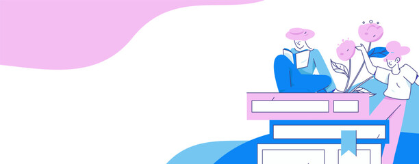 Character reading quietly vector concept operation hand drawn illustration
