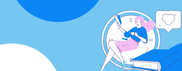 Character reading quietly vector concept operation hand drawn illustration
