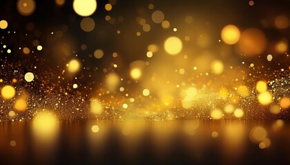yellow glow with gold particle abstract bokeh background