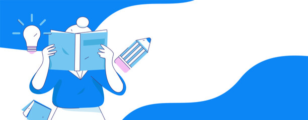 Character reading quietly vector concept operation hand drawn illustration
