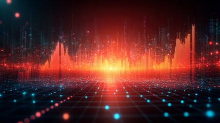 Abstract 3D rendering with colored lines and dots forming a network connection structure perfect for illustrating data exchange, technology, and digital transformation concepts