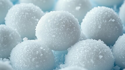 Close Up Of Many Small White Snowballs