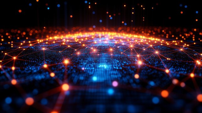 3D rendering of an abstract world map on a blue background symbolizing big data and networking ideal for showcasing global business, technology, and data-driven innovations