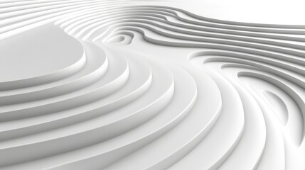 Obraz premium Abstract fractal horizon in white featuring geometric elements and smooth flowing lines perfect for digital technology designs modern innovation and futuristic concept illustrations