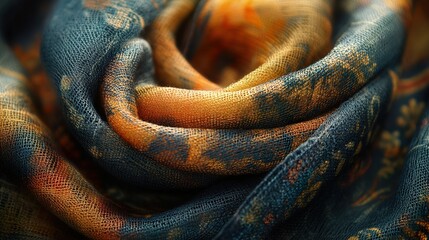 Fototapeta premium Close-up of Luxurious Teal and Gold Fabric Texture