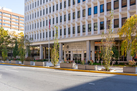 Wilmington, Delaware, USA - November 5, 2023: J. Caleb Boggs Federal Building and U.S. Courthouse at 844 King Street in Wilmington, Delaware, USA. 