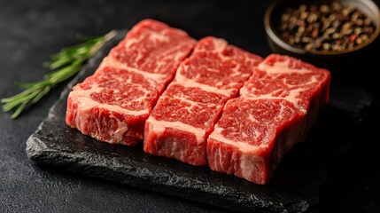 Fototapeta premium Close-up of Raw Beef Steaks Ready for Grilling