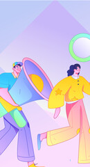 Personnel doing job interview flat vector concept operation hand drawn illustration
