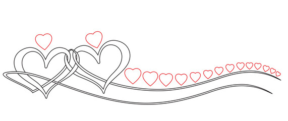Hand drawn heart line art banner background transparent isolated