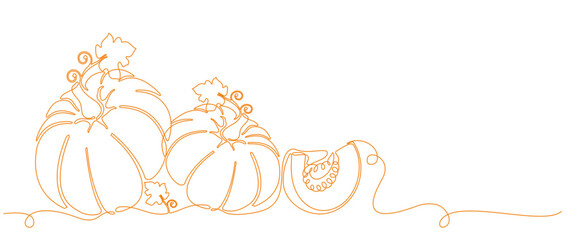 pumpkin continuous line on transparent background, logo vector
