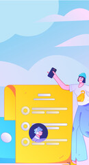 Personnel doing job interview flat vector concept operation hand drawn illustration
