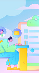 Personnel doing job interview flat vector concept operation hand drawn illustration
