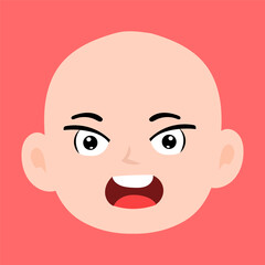 cartoon bald boy avatar character illustration design. emoticon head expression face