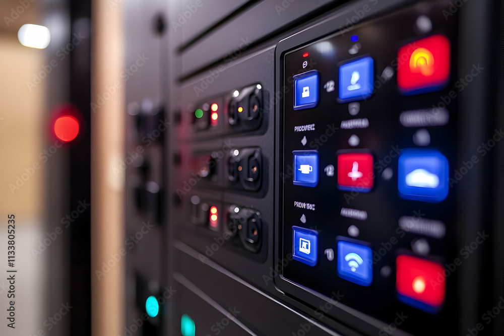 Poster control panel with buttons for various functions and indicators.