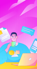 Personnel doing job interview flat vector concept operation hand drawn illustration
