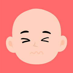 cartoon bald boy avatar character illustration design. emoticon head expression face