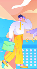 Personnel doing job interview flat vector concept operation hand drawn illustration
