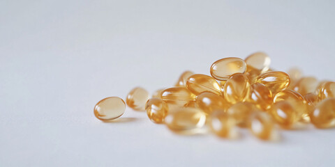 Yellow soft gel capsule, Fish oil capsules omega 3 vitamin with EPA and DHAvon 
