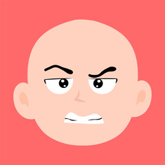 cartoon bald boy avatar character illustration design. emoticon head expression face