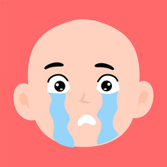 cartoon bald boy avatar character illustration design. emoticon head expression face