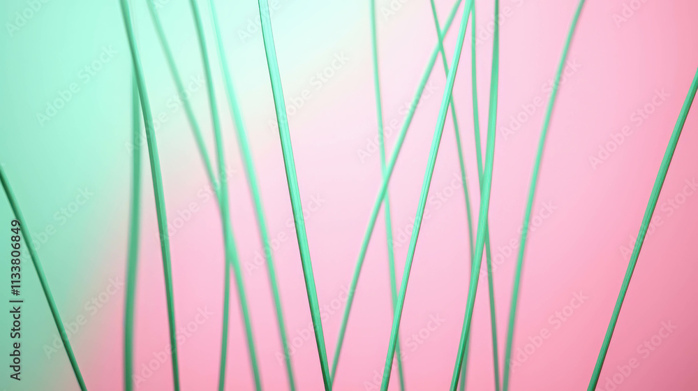 Poster thin softly glowing lines forming an abstract web in pastel colors