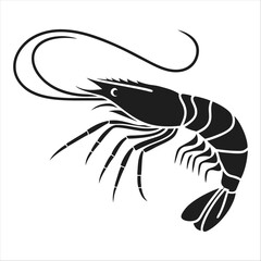 Black minimalist shrimp silhouette
