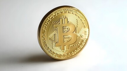Gold Bitcoin on a clean white background