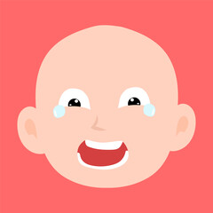 cartoon bald boy avatar character illustration design. emoticon head expression face