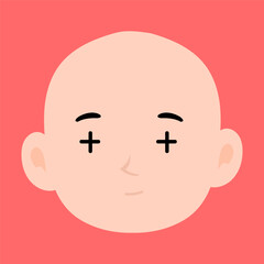 cartoon bald boy avatar character illustration design. emoticon head expression face