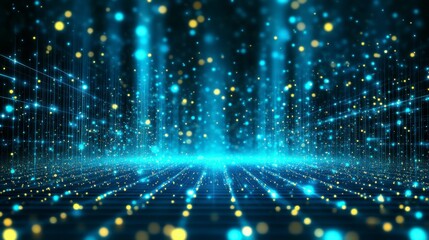 Fototapeta premium High-tech 3D illustration of interconnected lines and dots representing global network systems big data cybersecurity blockchain and data flow technology.