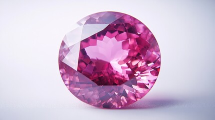 Sparkling pink gemstone with facets.