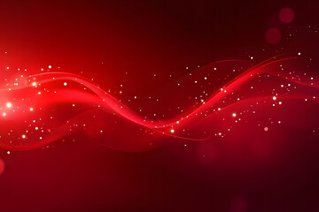 Abstract red background with dots and lines, digital technology concept Abstract red vector waves moving in the air with glowing dots on dark red background.
