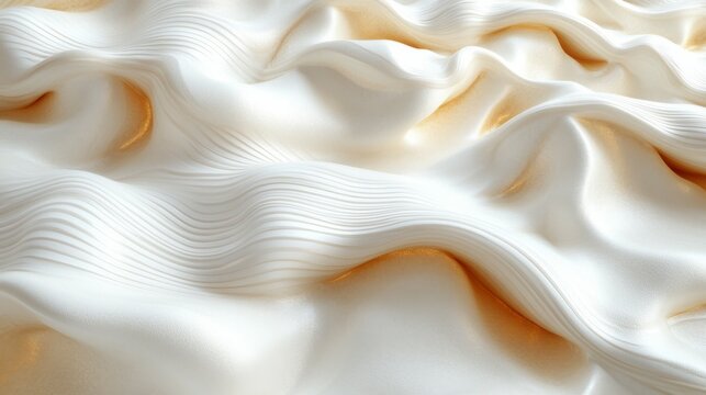 3D render of a flowing white stripe wave background with soft, undulating curves. A modern abstract design ideal for presentations and web projects.