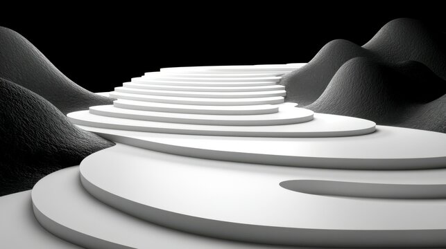 Modern 3D render of a white stripe wave background with elegant flowing lines. A minimalist design element for creative projects, branding, or web design.