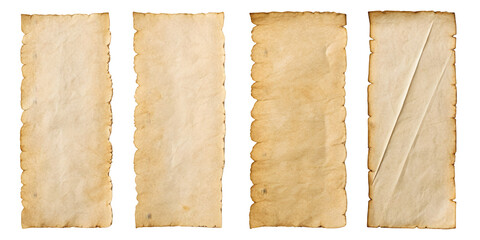 Brown ripped pieces of paper on white background