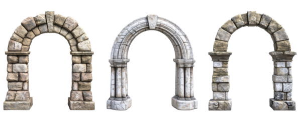 Stone Arches Isolated on PNG Transparent Background