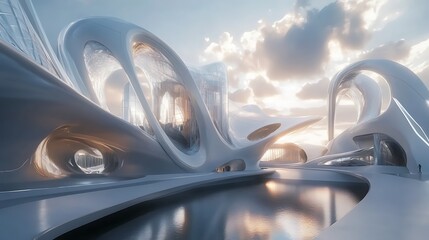 Obraz premium A futuristic 3D render featuring dynamic shapes with modern aesthetics and bold innovative designs. 