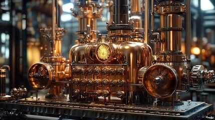 Fototapeta premium Steampunk Engine: A Retro-Futuristic Machine