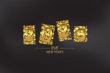 Happy New Year 2025 Gold Glitter has a Beautiful Bright And Shining Design And a Black Background