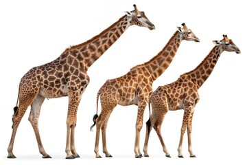 Fototapeta premium three giraffes isolated on white background