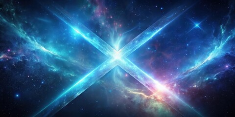 Abstract cosmic background with a glowing X , universe, space, stars, abstract, cosmic, background, glowing, light