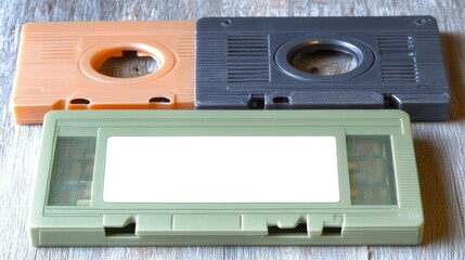 Pastel-themed cassette tape isolated on a neutral backdrop, blank label inviting personalization. Ideal for nostalgic or creative projects.