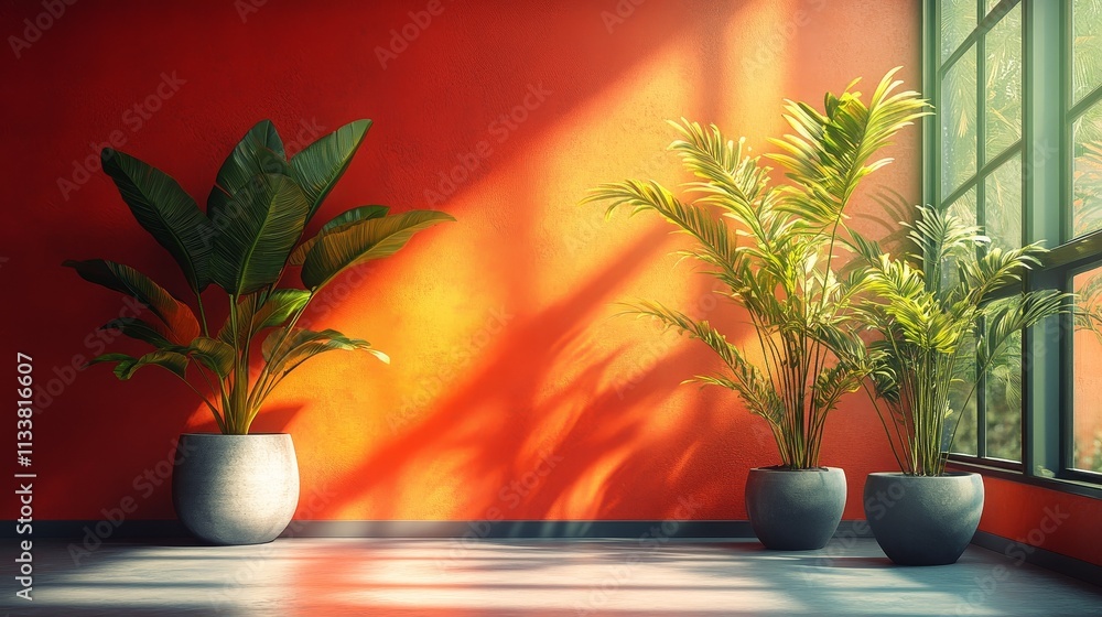 Poster vibrant and dynamic color background patterns, combined with abstract shapes and bold colors such as